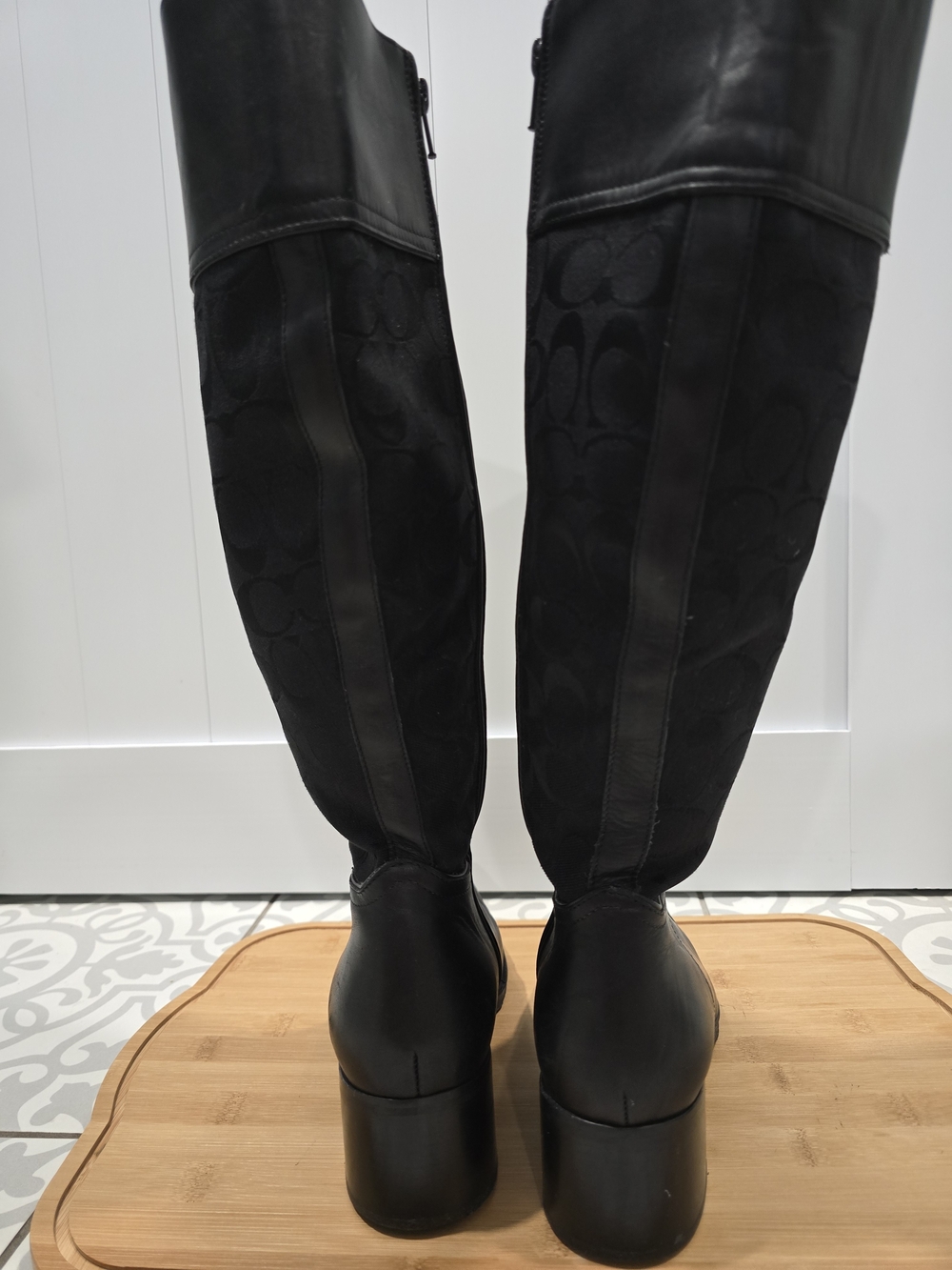 Coach Black Signature Jacquard Knee Boots - Picture 6 of 12